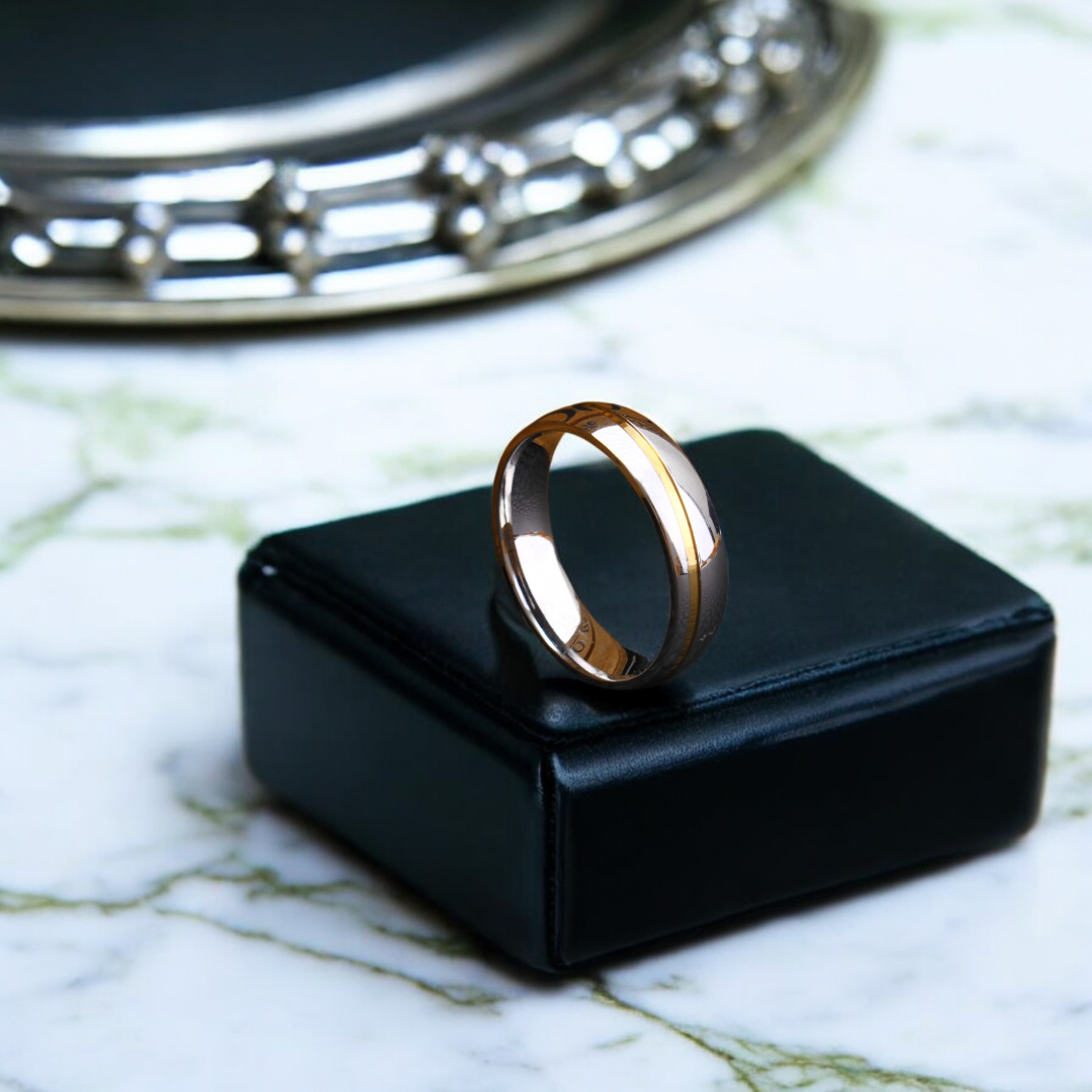 Men’s 24K Gold and Silver Plated Band Wedding Ring