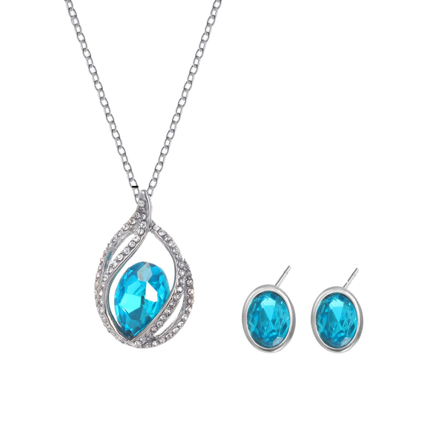 Sparkling Aqua Necklace & Earrings Set