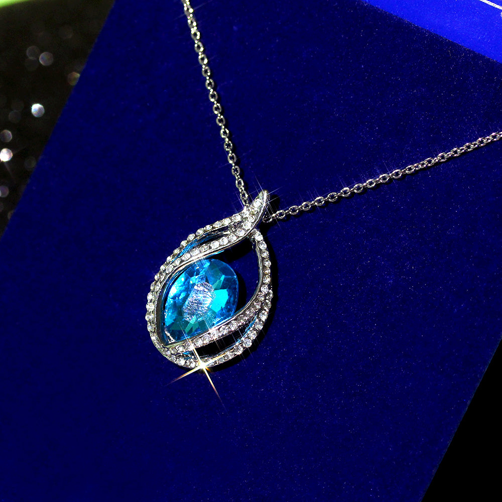 Sparkling Aqua Necklace & Earrings Set