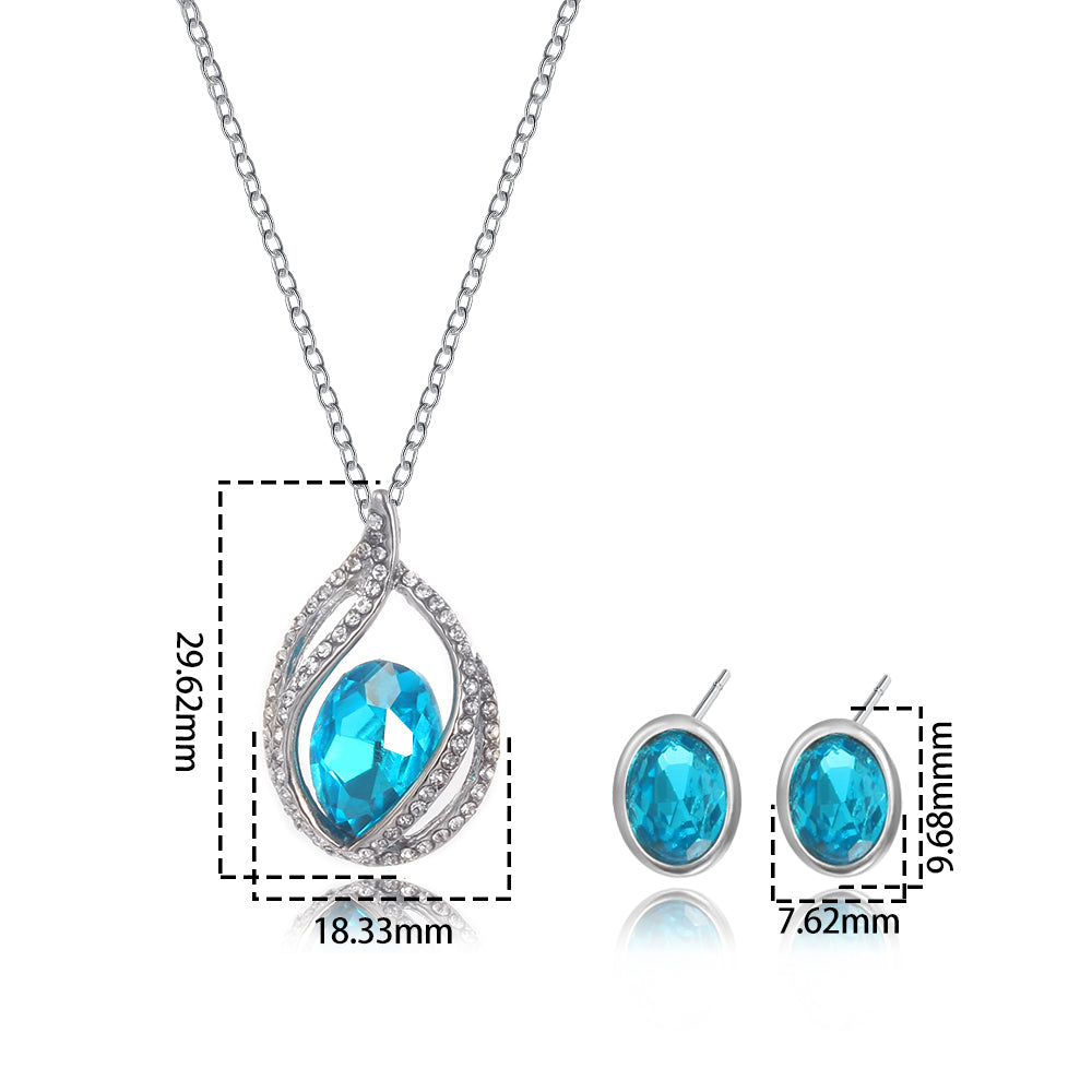 Sparkling Aqua Necklace & Earrings Set