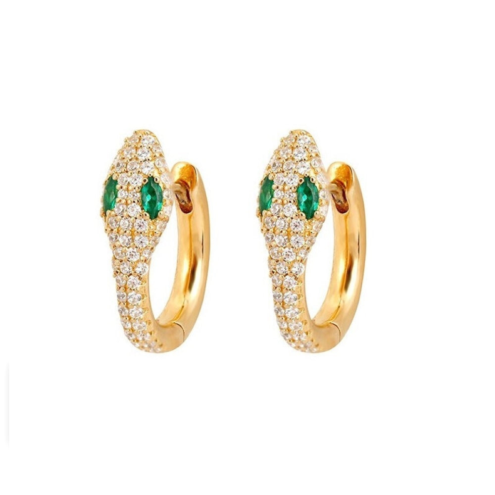 Sparkly Crystal Snake Huggies Earrings