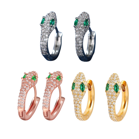 Sparkly Crystal Snake Huggies Earrings