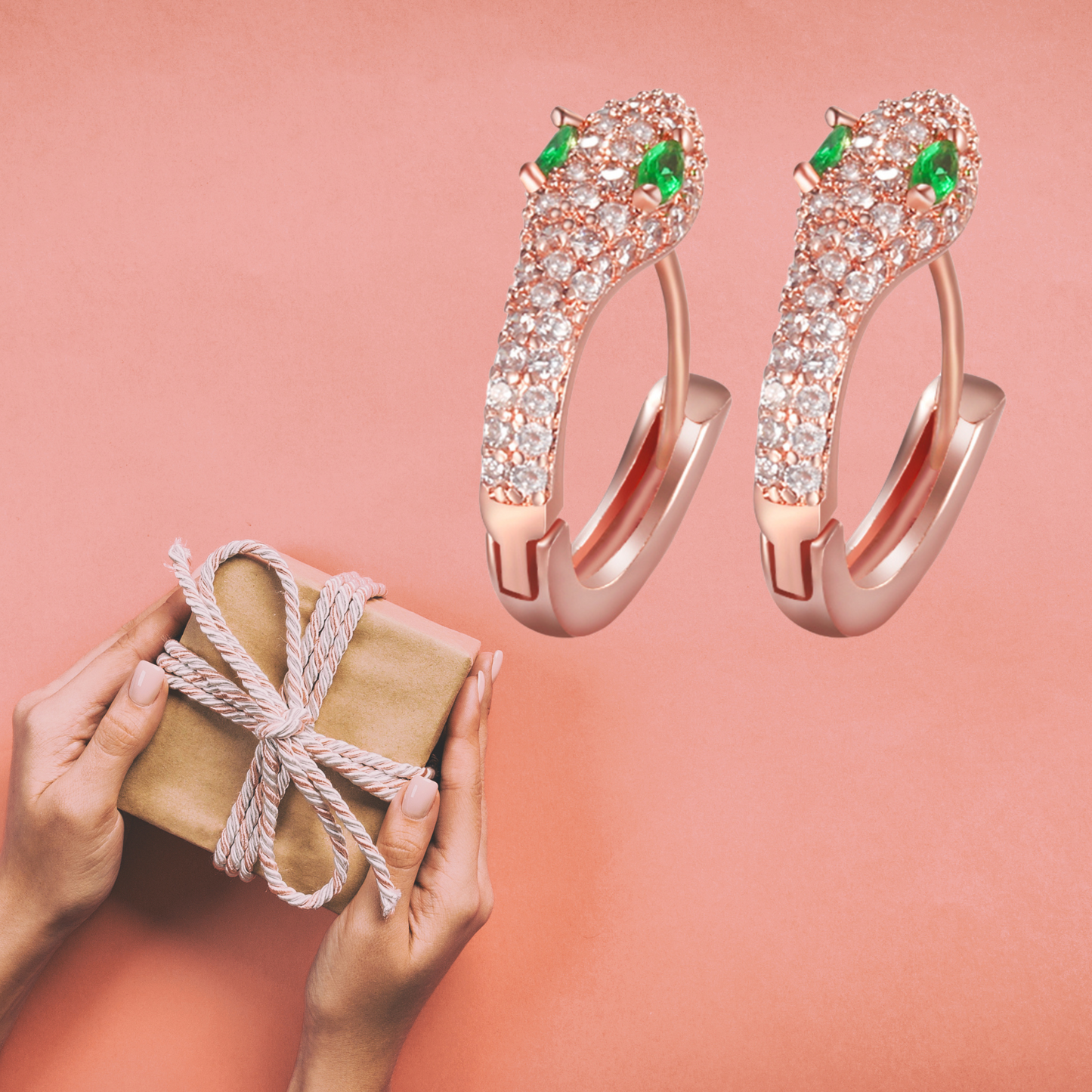 Sparkly Crystal Snake Huggies Earrings
