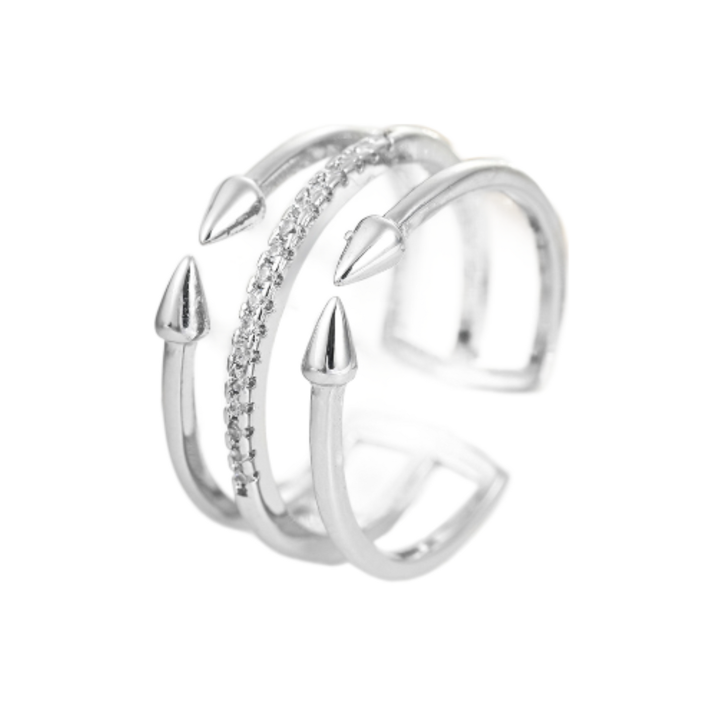 Silver Adjustable Triple Band Ring