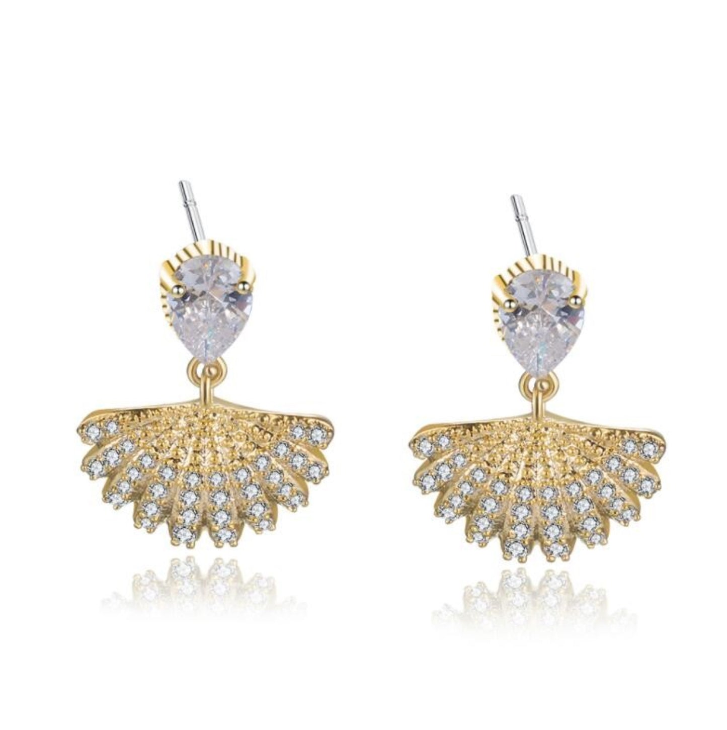 Fan Shaped Drop Crystal Earrings