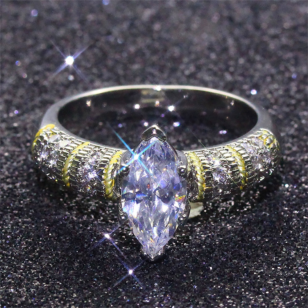 Silver Ring with Clear Eye-shaped Crystal