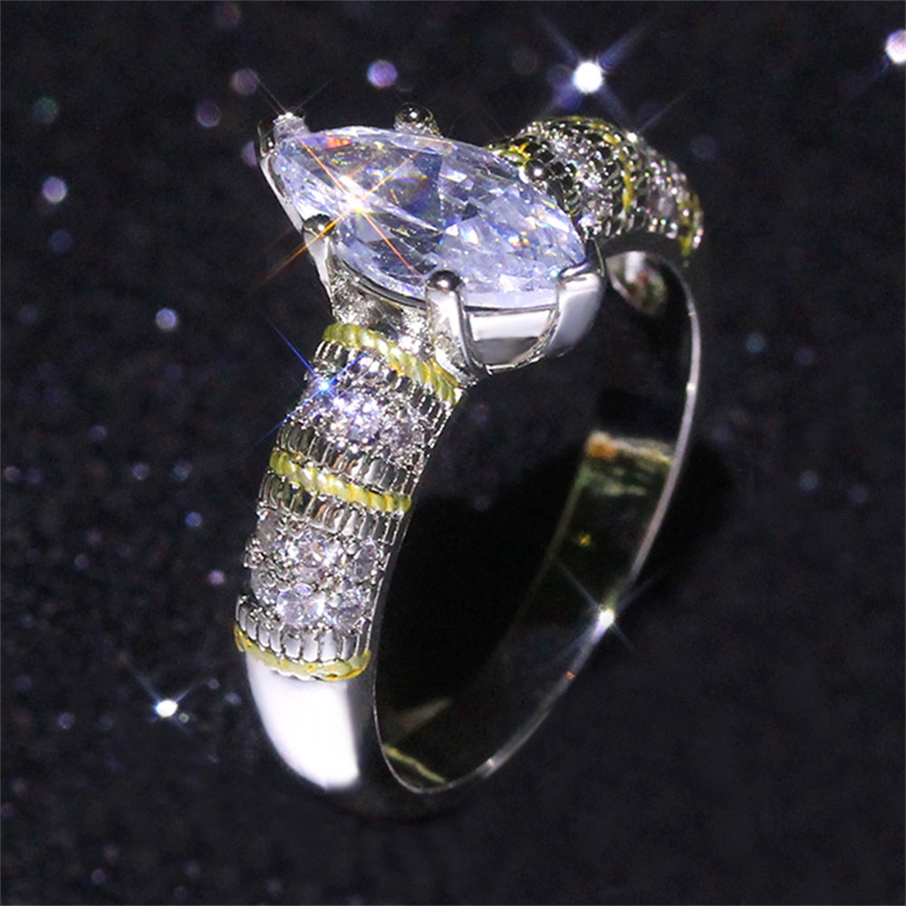Silver Ring with Clear Eye-shaped Crystal