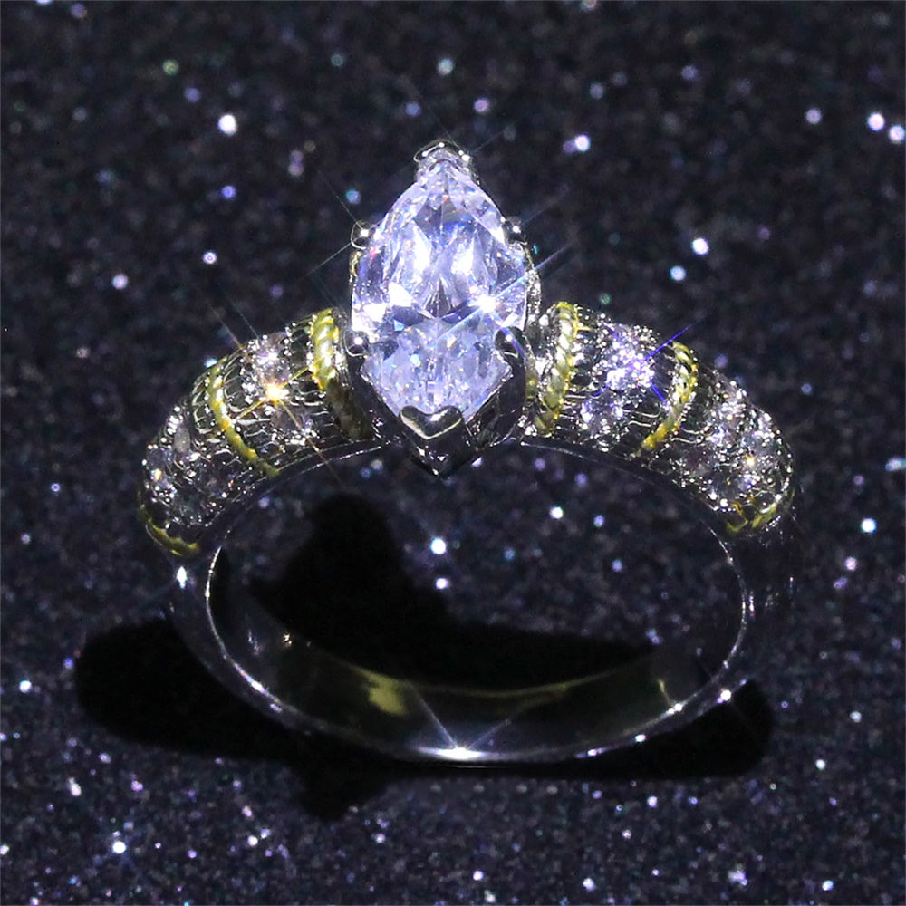Silver Ring with Clear Eye-shaped Crystal