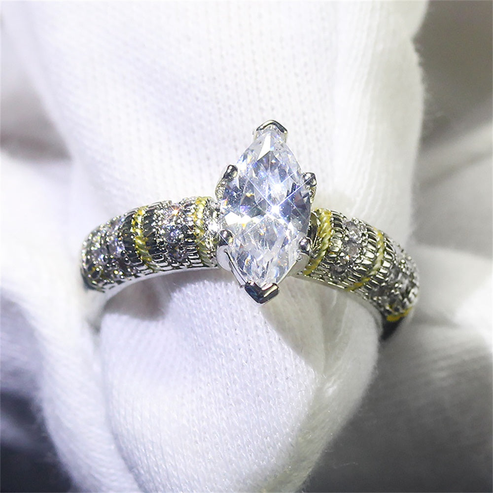 Silver Ring with Clear Eye-shaped Crystal