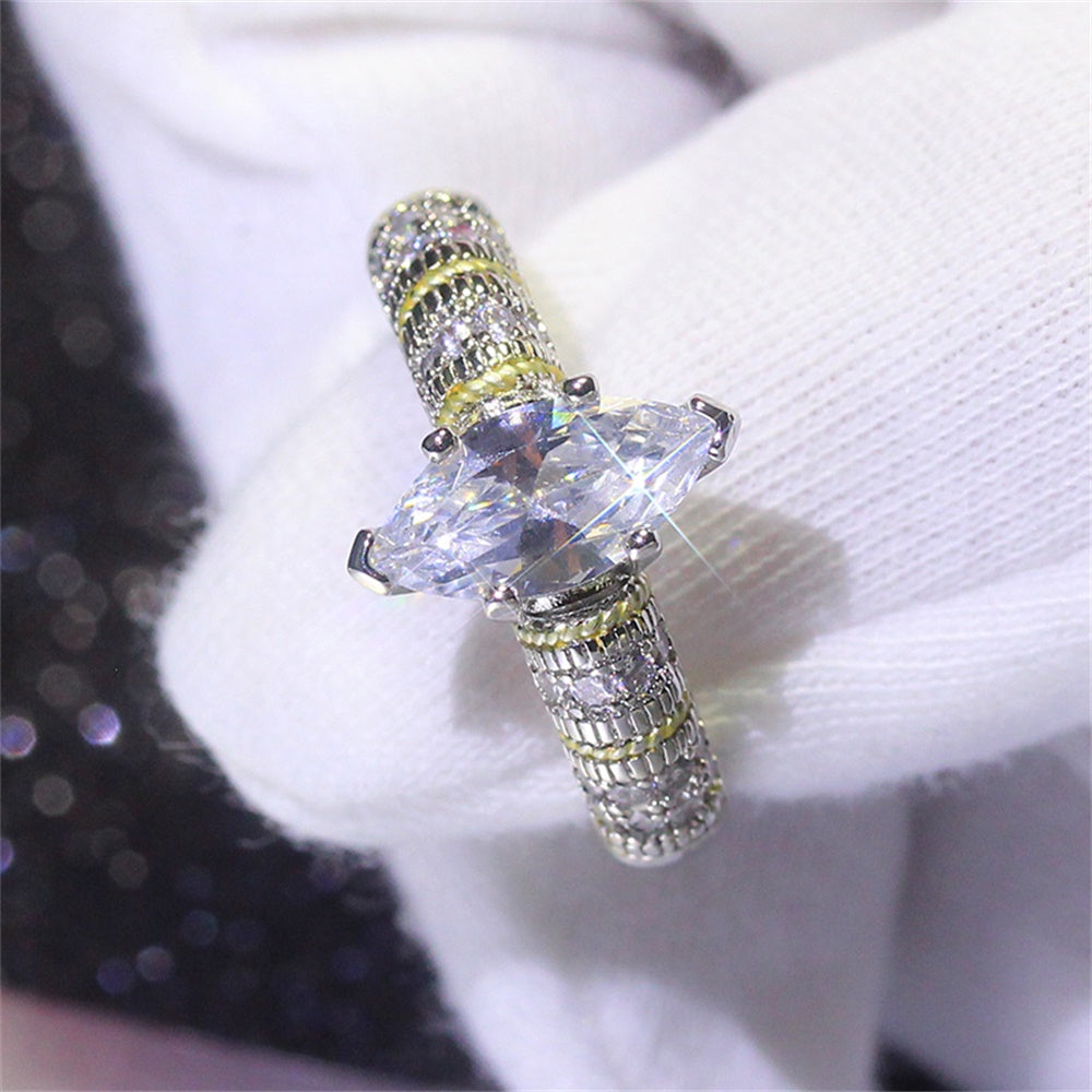 Silver Ring with Clear Eye-shaped Crystal