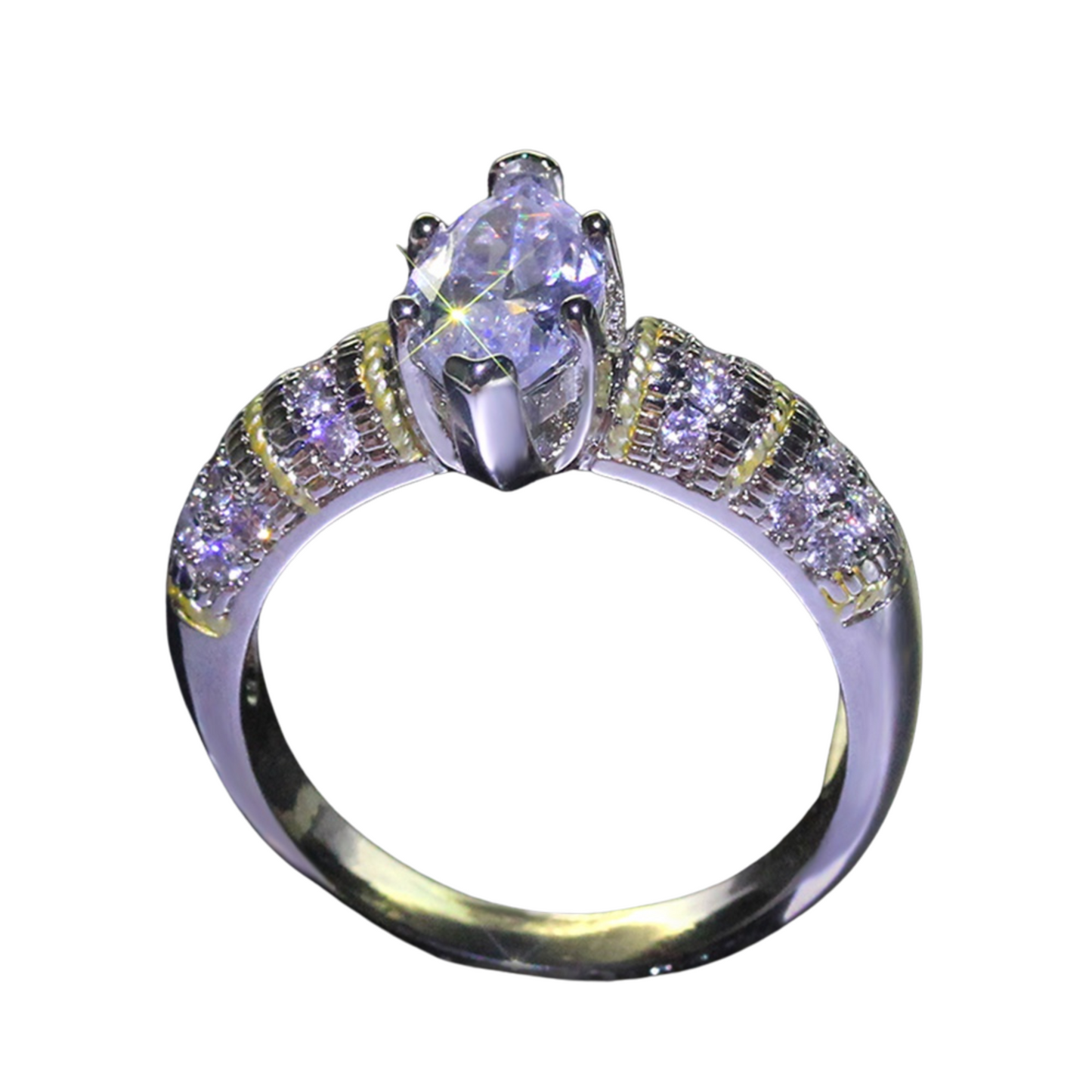 Silver Ring with Clear Eye-shaped Crystal