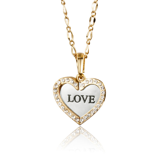 Open Heart Necklace with Crystals