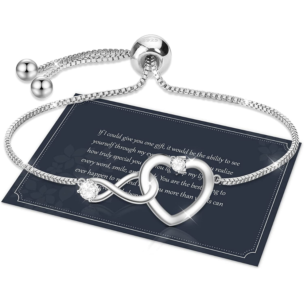 Exquisite Women Adjustable Infinity Heart Bracelets with Premium Crystal