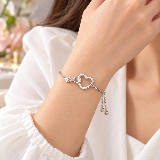 Exquisite Women Adjustable Infinity Heart Bracelets with Premium Crystal
