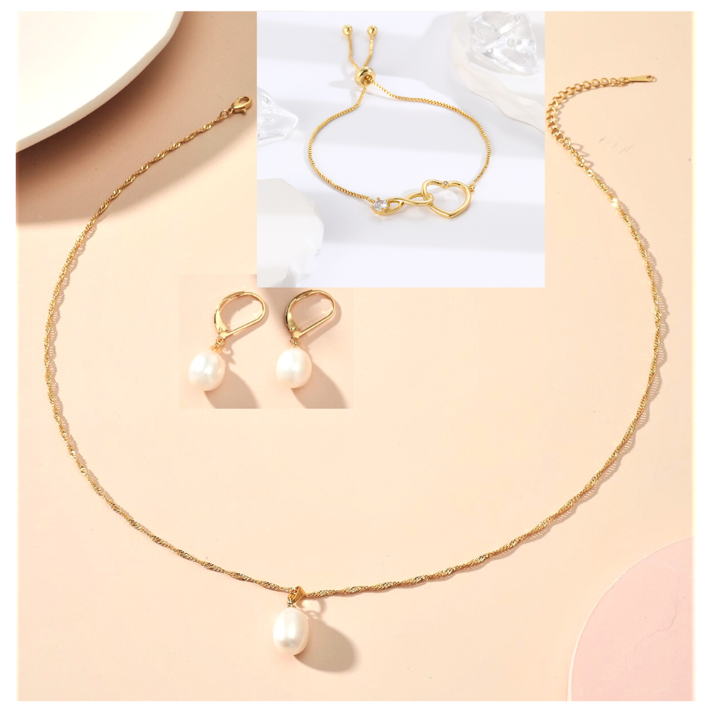 Necklace Bracelet Earrings Tri-Set