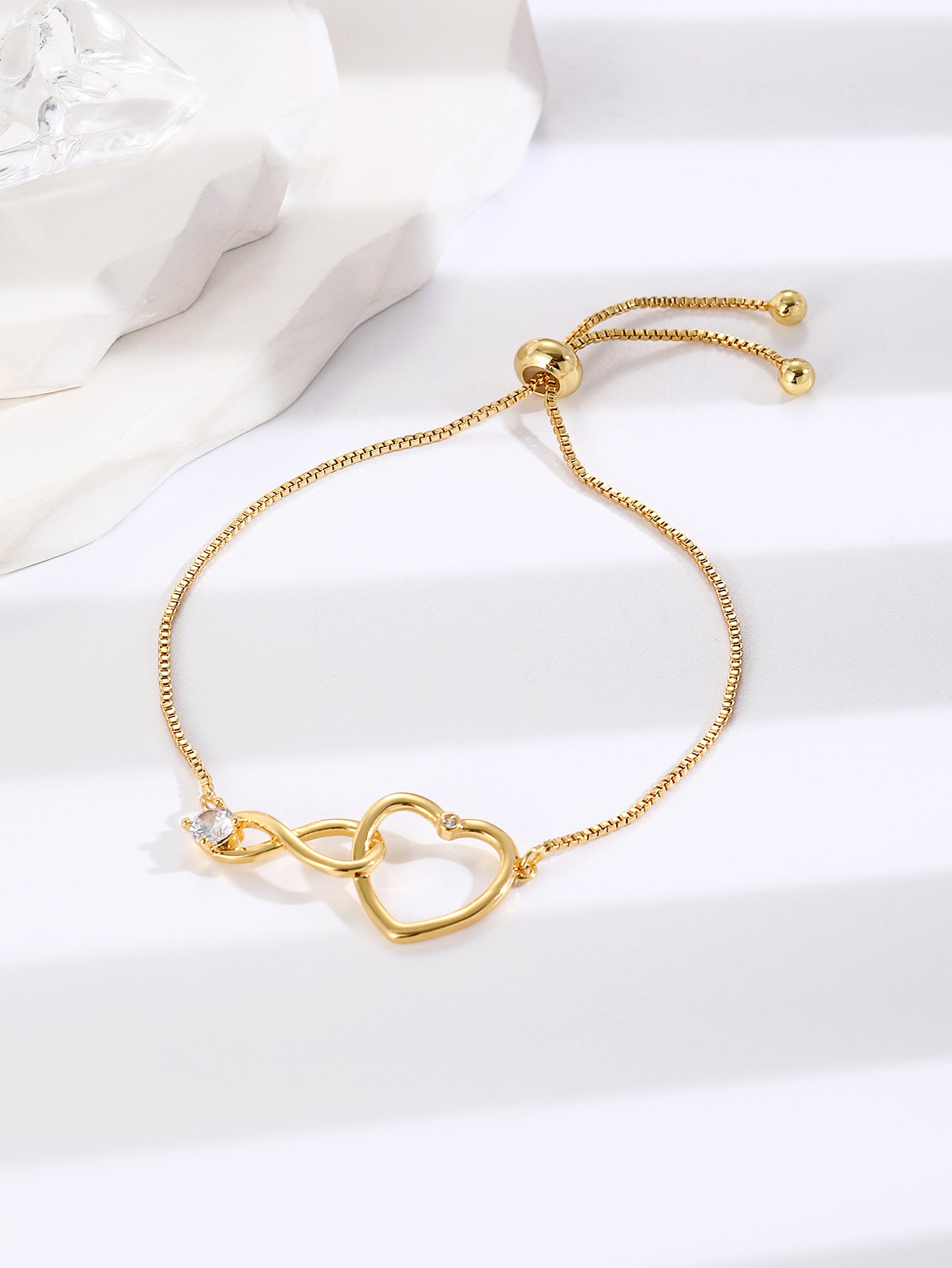 Exquisite Women Adjustable Infinity Heart Bracelets with Premium Crystal