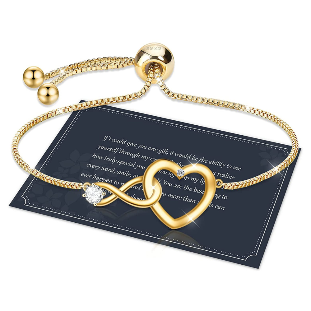 Exquisite Women Adjustable Infinity Heart Bracelets with Premium Crystal
