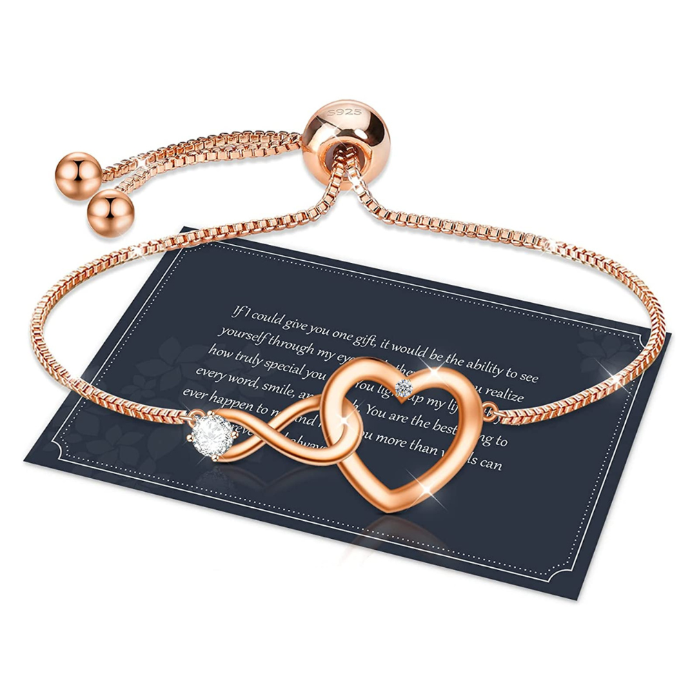 Exquisite Women Adjustable Infinity Heart Bracelets with Premium Crystal
