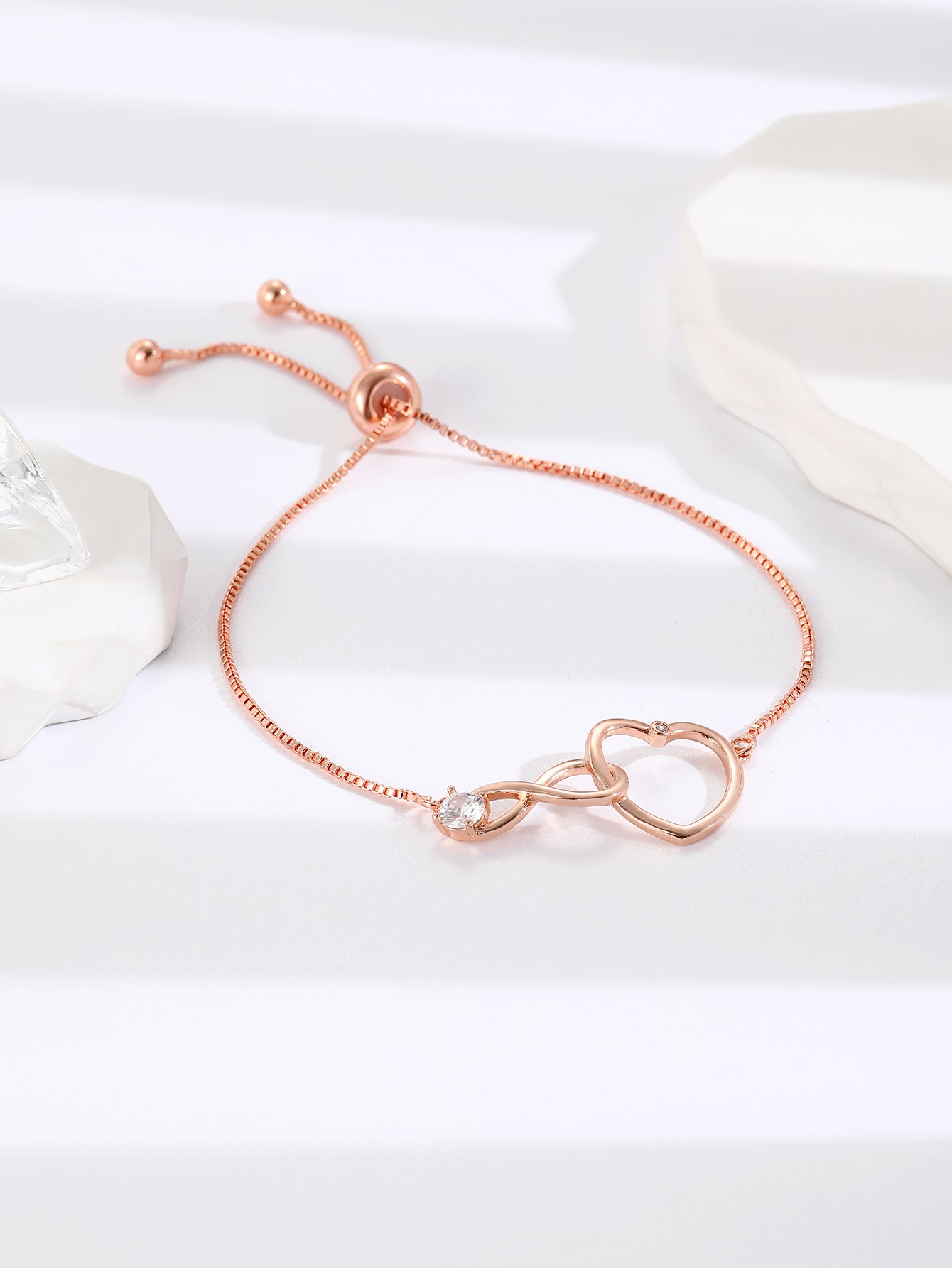 Exquisite Women Adjustable Infinity Heart Bracelets with Premium Crystal