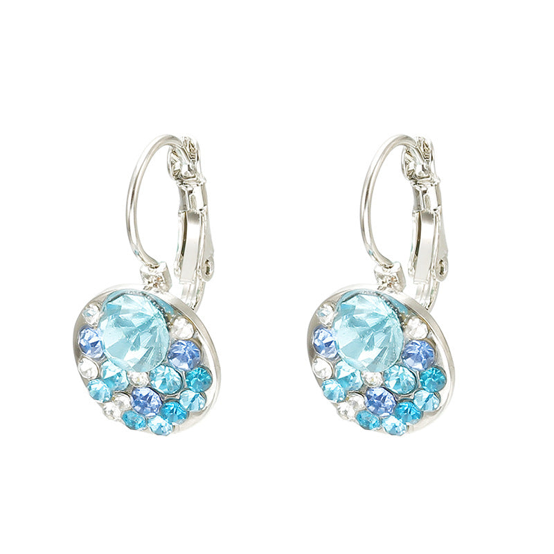 Round Zircon Crystals Cluster Earrings Lever Back