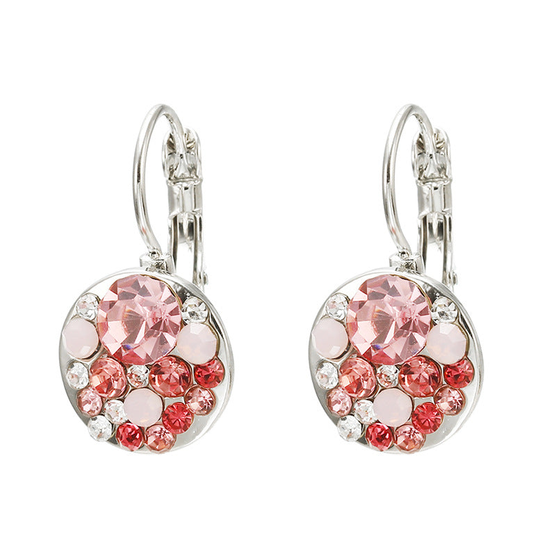 Round Zircon Crystals Cluster Earrings Lever Back