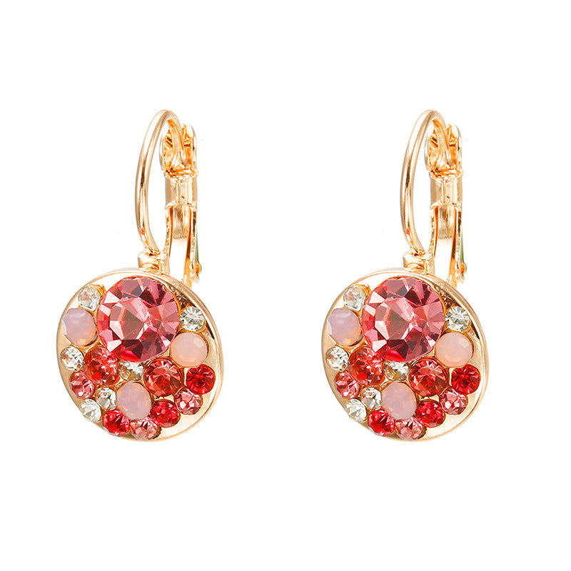 Round Zircon Crystals Cluster Earrings Lever Back
