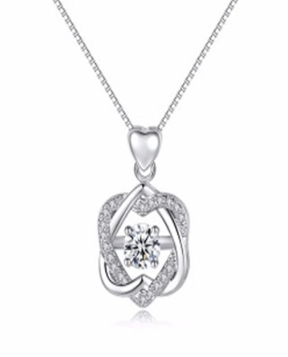 Stunning Silver Tone Two Loves In One Crystal Pendant Necklace