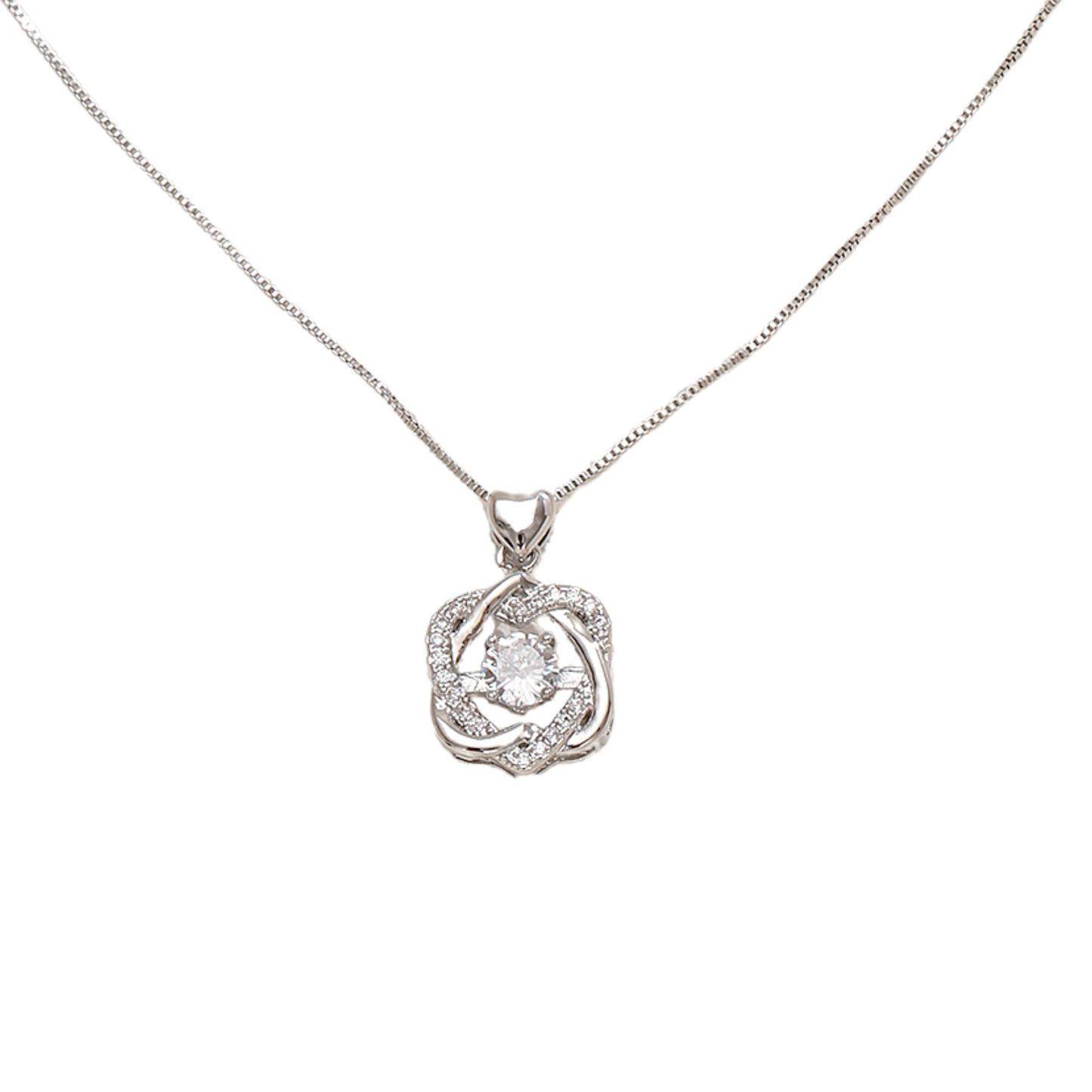 Stunning Silver Tone Two Loves In One Crystal Pendant Necklace