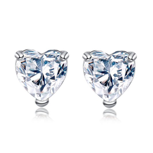 Heart-shaped Crystal Stud Earrings