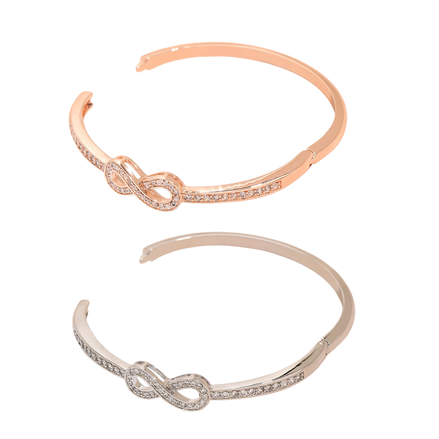 Crystal Filled Infinity Bangle – Rosegold or Silver