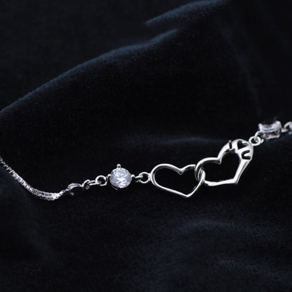 To My Sister in Law Double Heart Bracelet with Personalised Message- Two Sizes