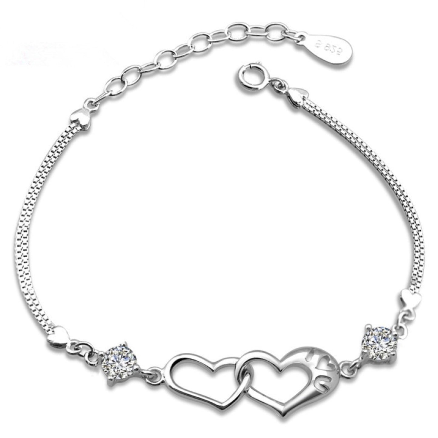 To My Sister in Law Double Heart Bracelet with Personalised Message- Two Sizes