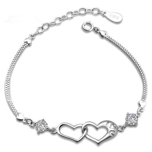 To My Daughter Double Heart Bracelet with Personalised Message - Two Sizes