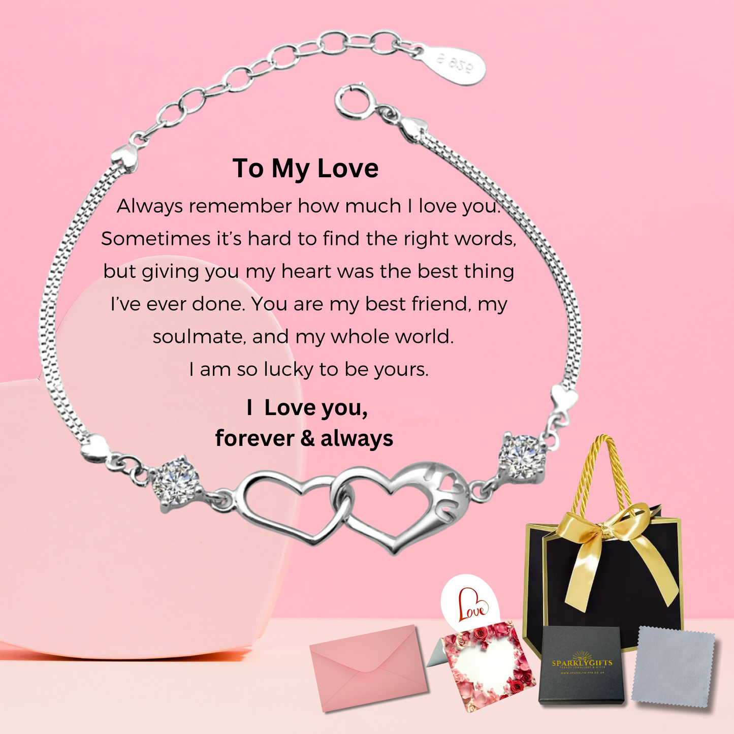 I Love You Bracelet with Message Card For My Love Valentine's Day Gift