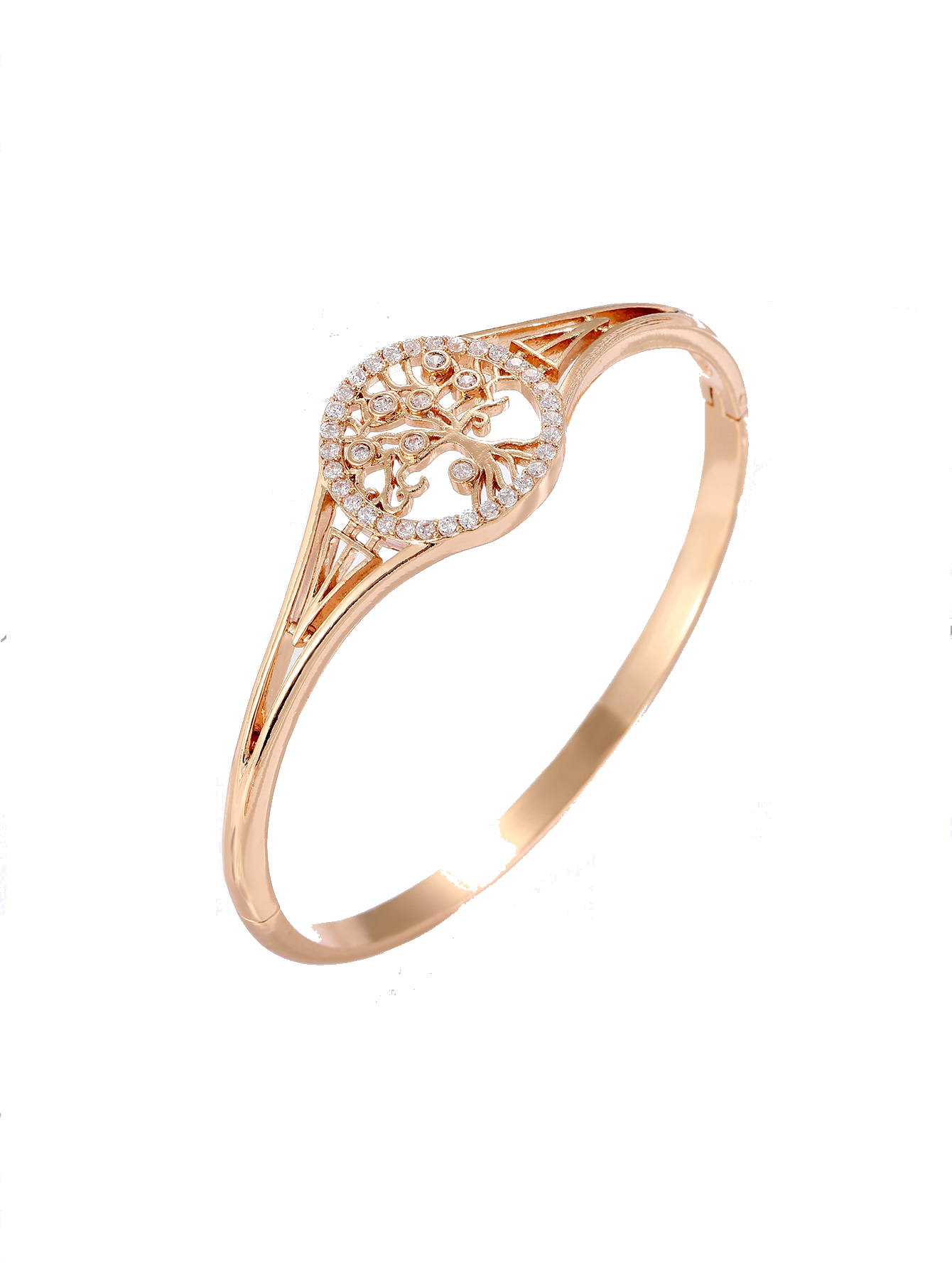 Hinged Butterfly, Family Tree and Love Heart Shape Bangles in Gold Tone with Crystals