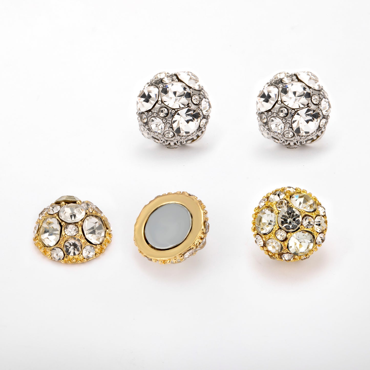 Magnetic Crystal Filled Round Ball Stud Earrings No Pierced Clip on