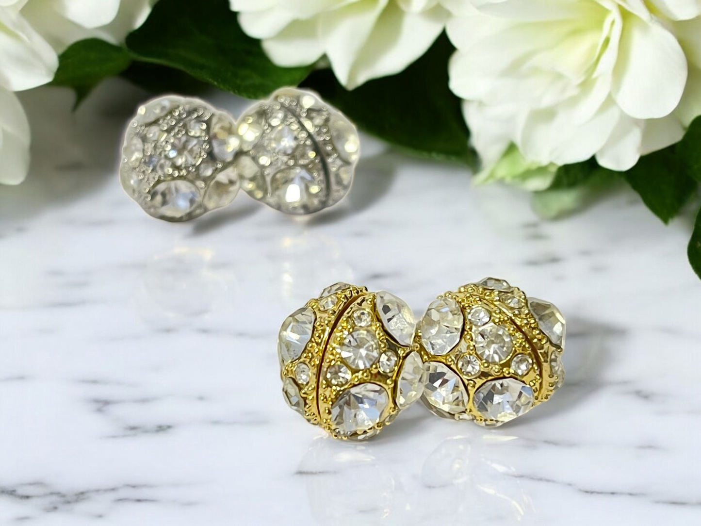 Magnetic Crystal Filled Round Ball Stud Earrings No Pierced Clip on