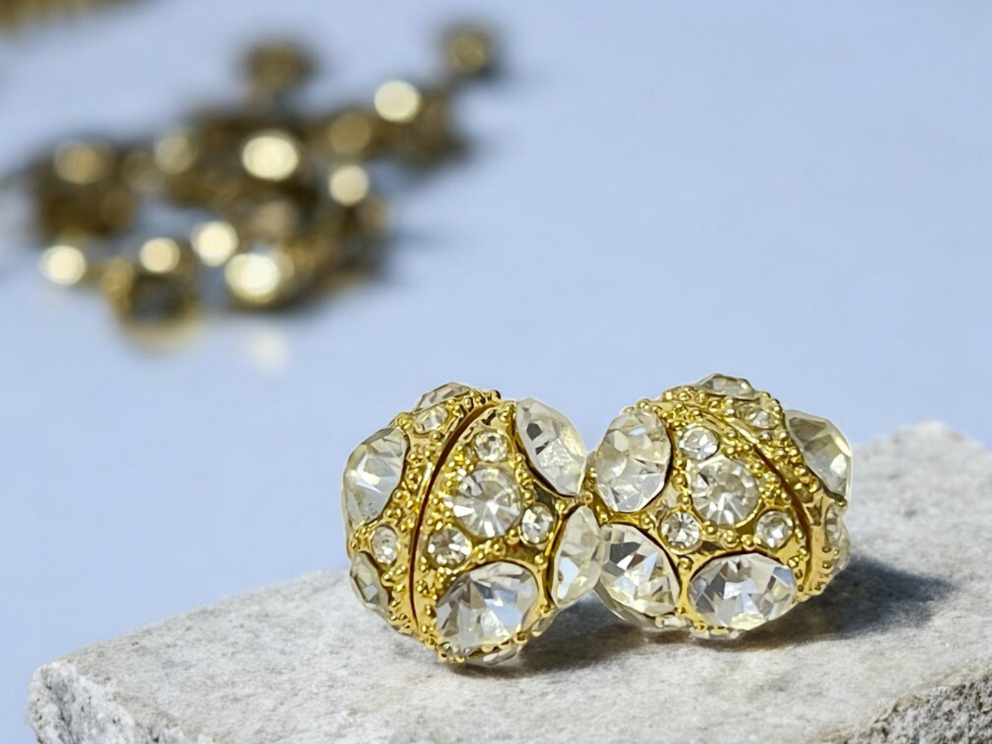 Magnetic Crystal Filled Round Ball Stud Earrings No Pierced Clip on
