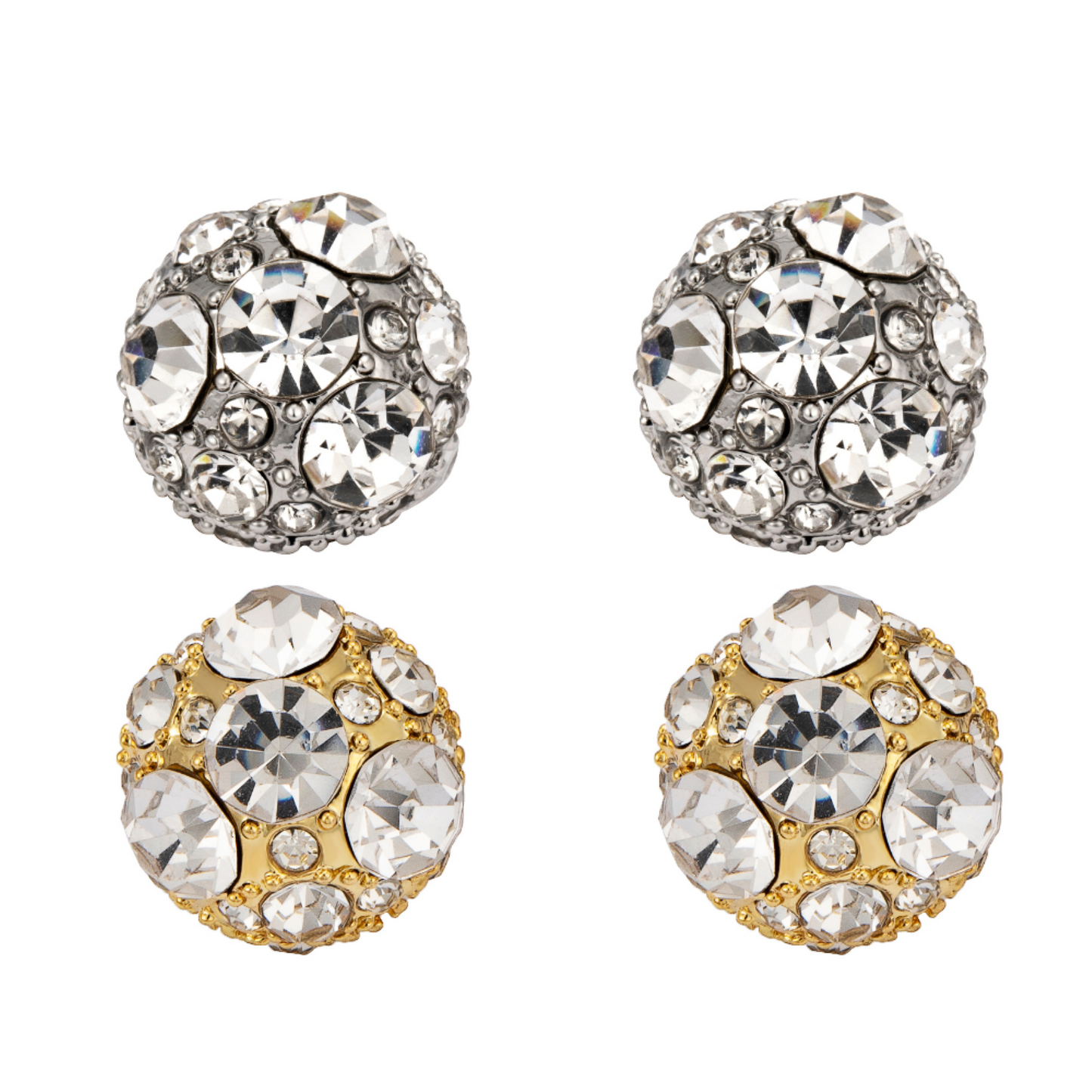 Magnetic Crystal Filled Round Ball Stud Earrings No Pierced Clip on