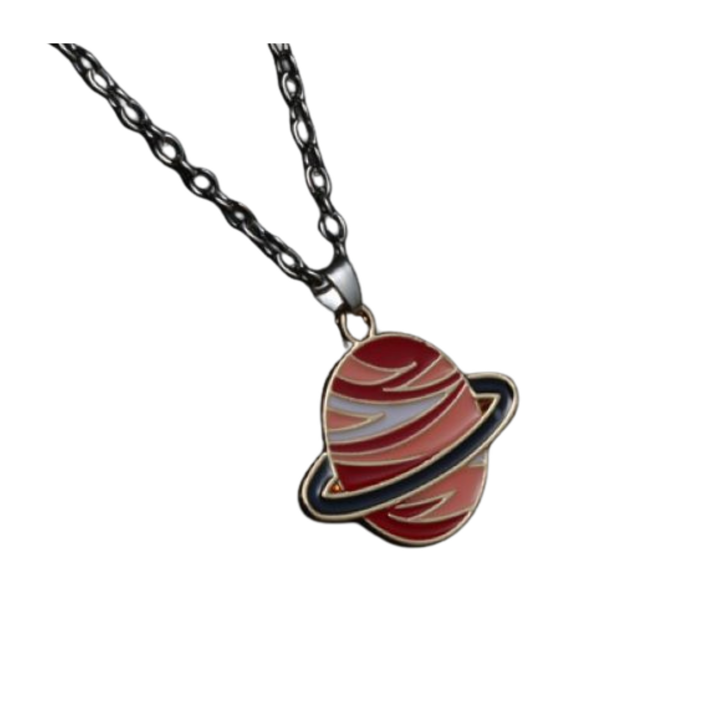 Red Earth Globe Mars Silver Gold Tone Pendant Necklace