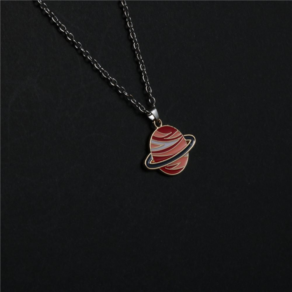 Red Earth Globe Mars Silver Gold Tone Pendant Necklace