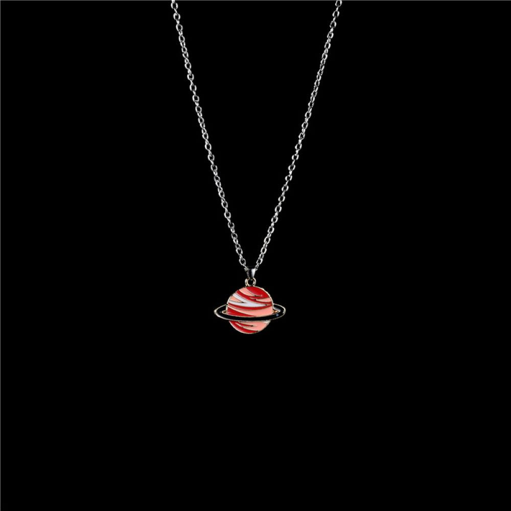 Red Earth Globe Mars Silver Gold Tone Pendant Necklace