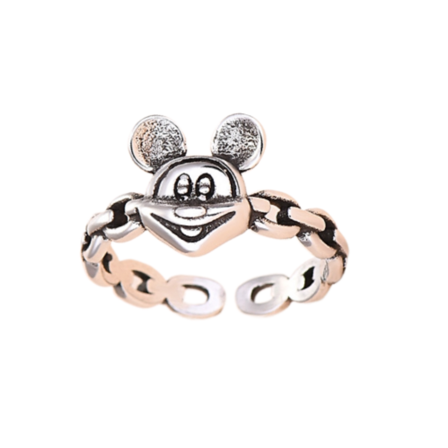 Mickey Mouse Silver Tone Adjustable Open Ring
