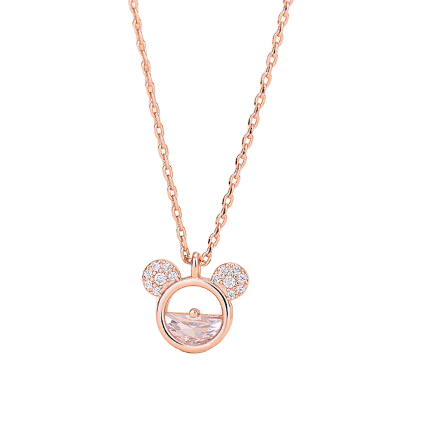 Mickey Minnie Mouse Zircon Crystals Pendant Necklace