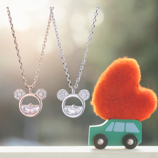Mickey Minnie Mouse Zircon Crystals Pendant Necklace
