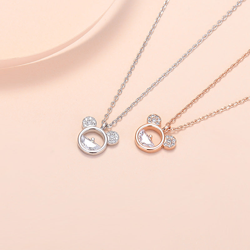 Mickey Minnie Mouse Zircon Crystals Pendant Necklace
