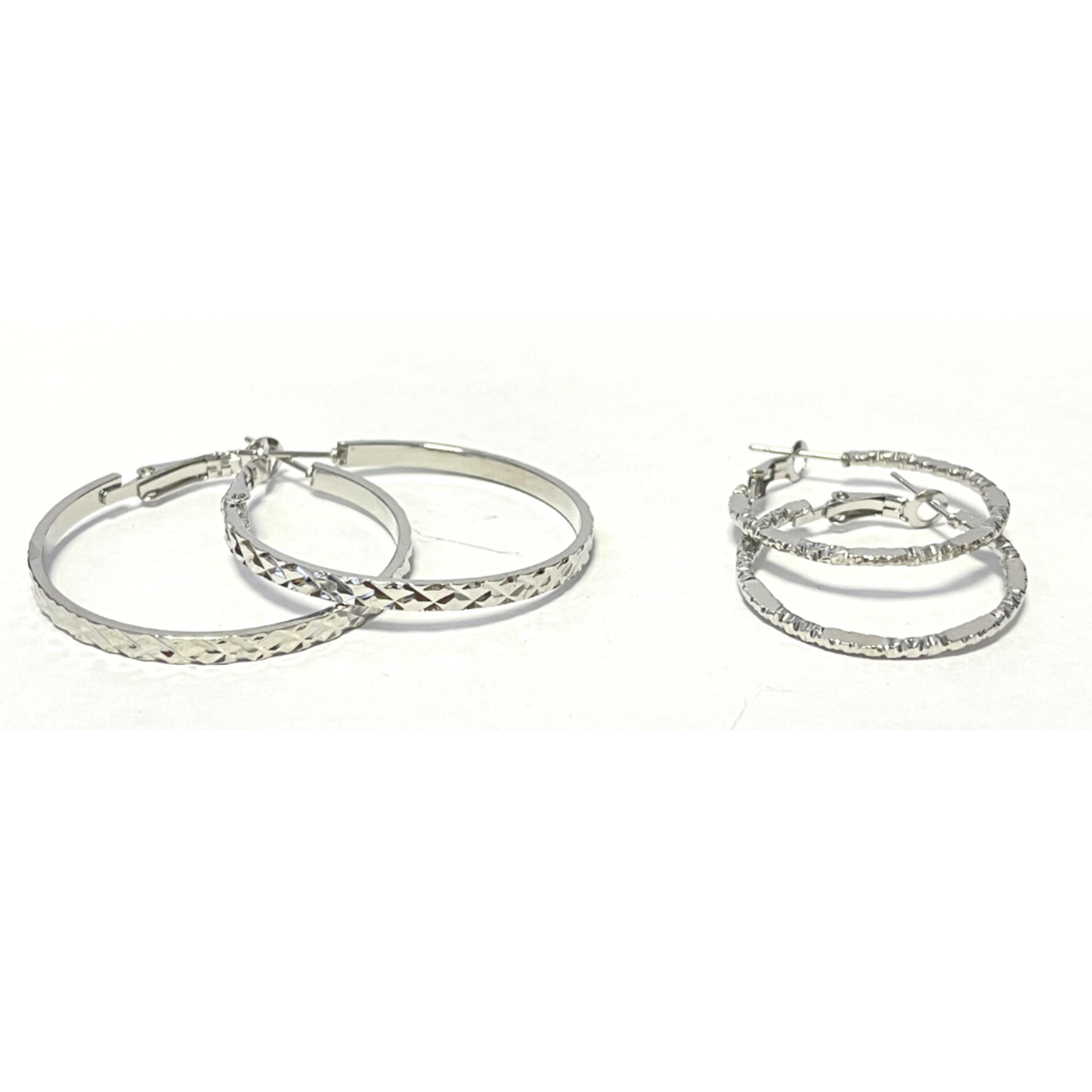 Set of 2 Pairs Sparkle Cut Hoop Earrings