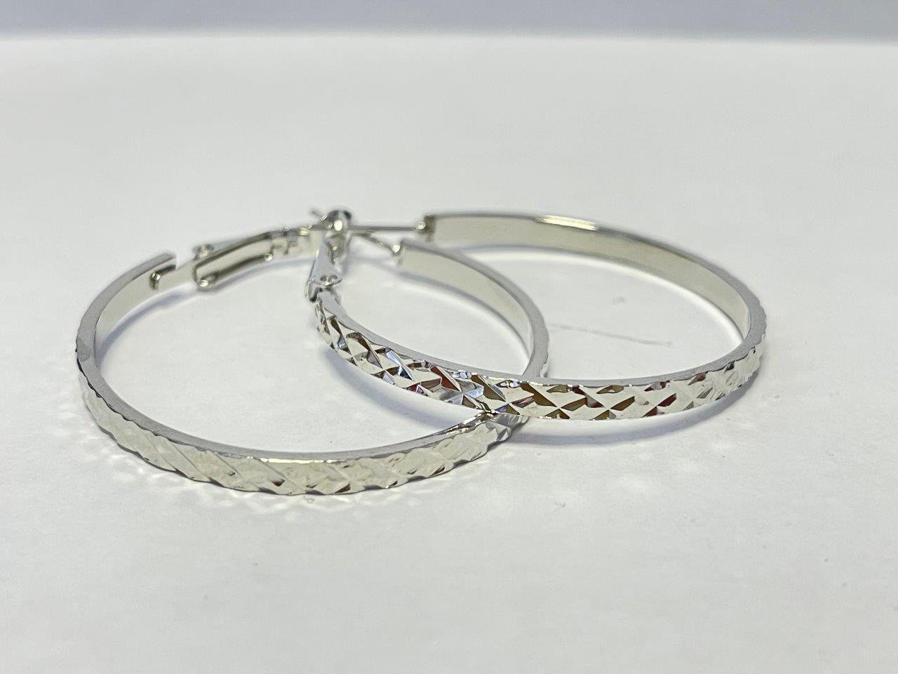 Set of 2 Pairs Sparkle Cut Hoop Earrings