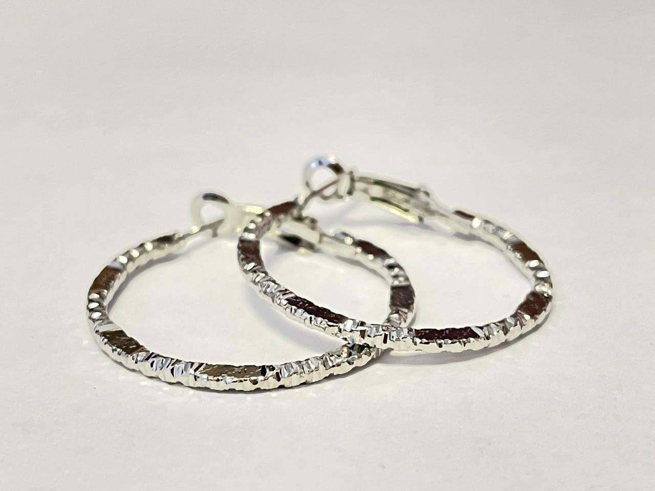 Set of 2 Pairs Sparkle Cut Hoop Earrings