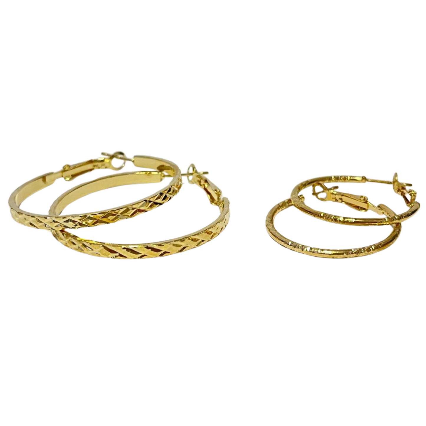 Set of 2 Pairs Sparkle Cut Hoop Earrings
